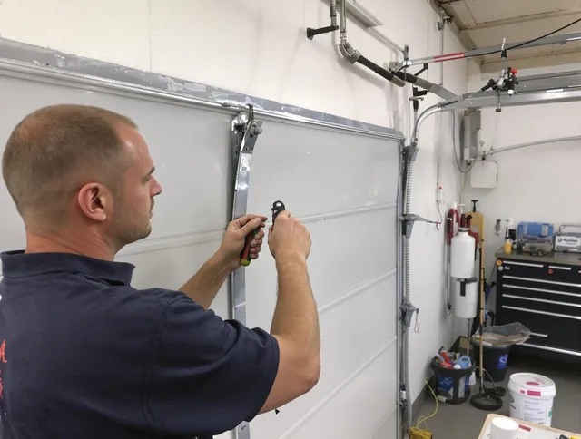 Before and after garage door dent repair by Coral Springs Garage Door Repair in Coral Springs
