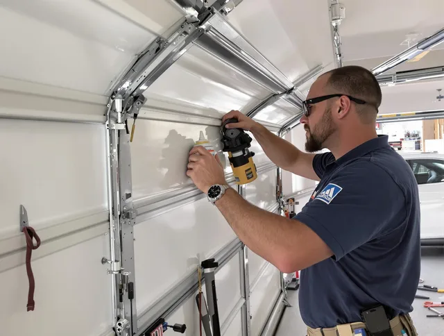 Coral Springs Garage Door Repair technician quieting a noisy garage door in Coral Springs
