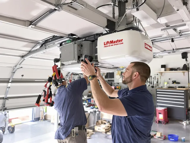 Coral Springs Garage Door Repair technician performing advanced diagnostics on garage opener in Coral Springs