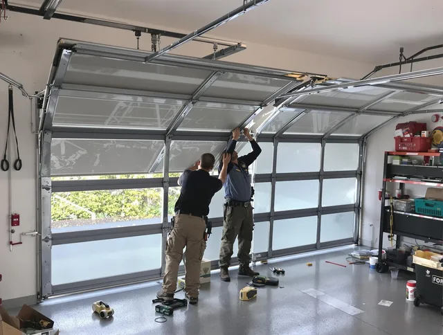 Coral Springs Garage Door Repair expert performing precise panel replacement on Coral Springs garage door